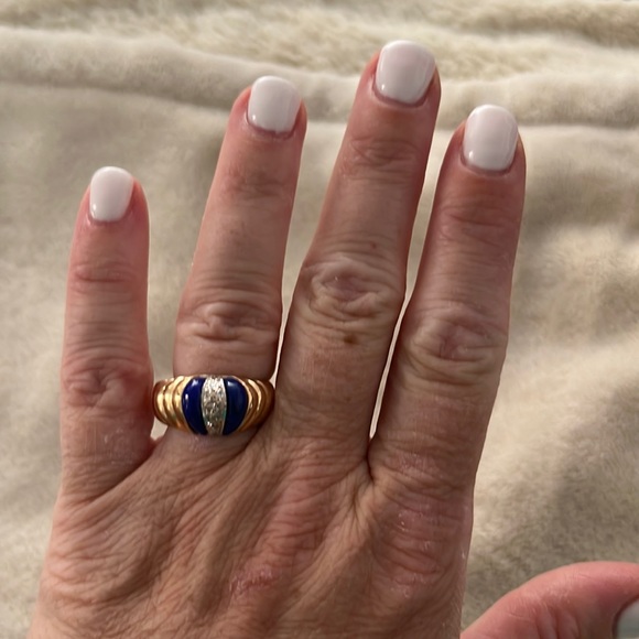 Lapis Lazuli 14KT gold with diamonds - Picture 1 of 4